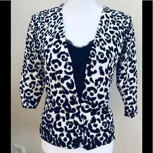 White House Black Market Snow Leopard Cardigan
